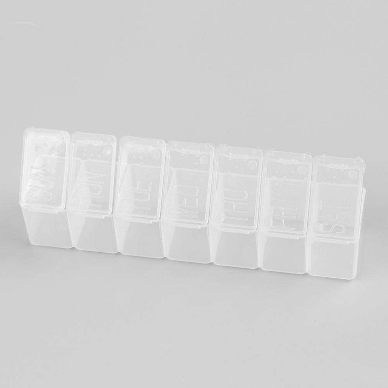 Portable 7 Day Weekly Clear Tablet Pill Box Medicine Holder Splitters