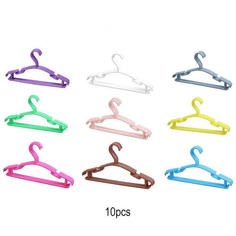 10pcs Plastic Clothes Hanger Non Slip Kids Clothing Sock Rack Drying Holder