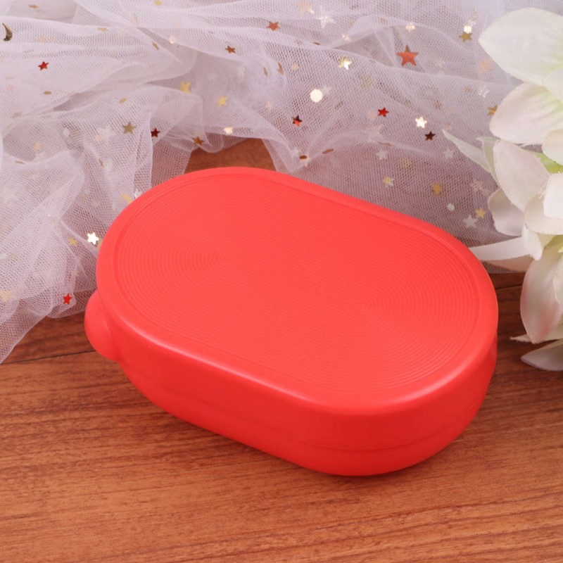 Drain Soap Box Portable Soap Dishes Holder Soapbox Tray Bath Tools (Red