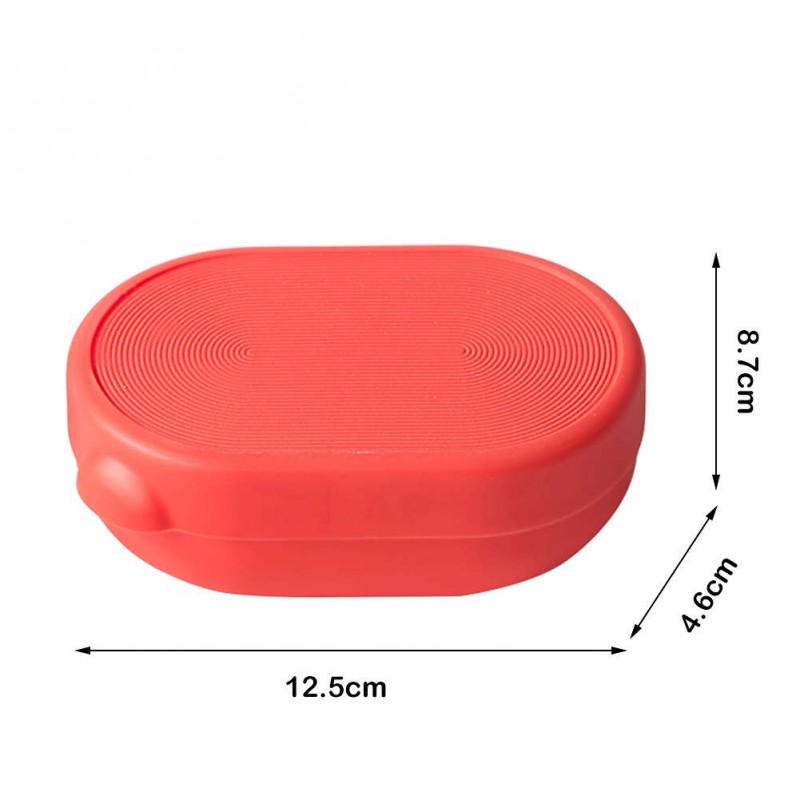 Drain Soap Box Portable Soap Dishes Holder Soapbox Tray Bath Tools (Red