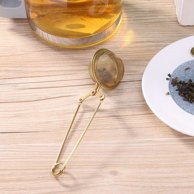 Gold Tea Infuser Sphere Mesh Tea Strainer Herb Spice Filter