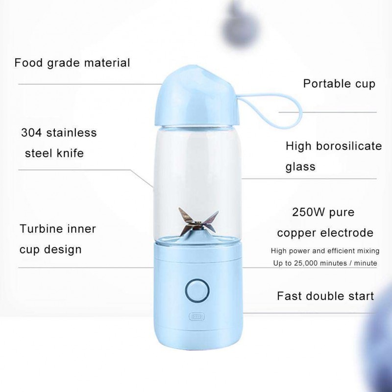 550ml USB Rechargeable Portable Electric Fruit Juicer Sports Bottle