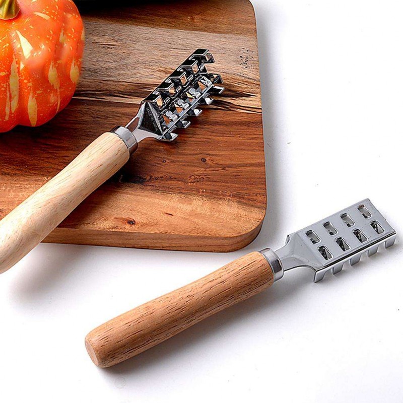 Fish Scale Scraper Seafood Skin Remover with Wooden Handle