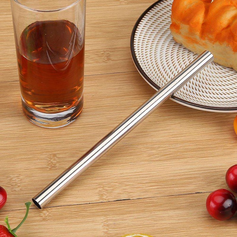 Reusable Bar Straight Drinking Straws+Cleaning Brush Set