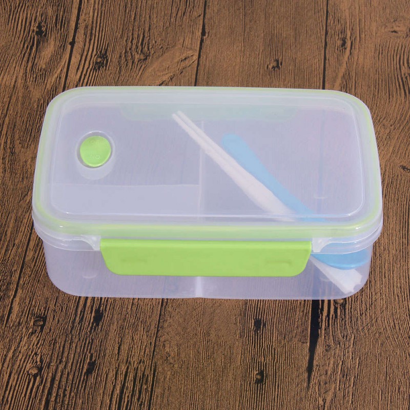 Transparent Three Compartments Lunch Bento Box Food Snack Container Storage