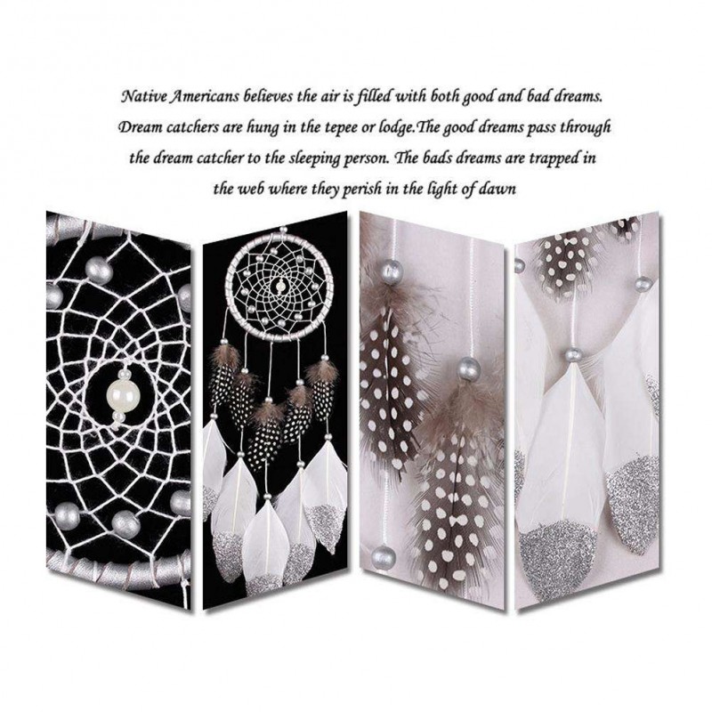 Silver White Dream Catcher Feather Bead Hanging Decoration Ornament