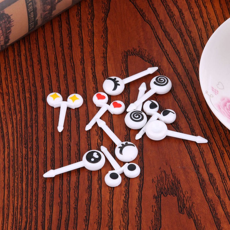 10Pcs Eye Mini Fruit Fork Cartoon Children Fruit Dinner Desert Sticks Fork