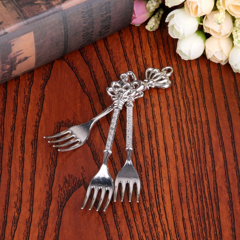 3pcs Kitchen Dining Bar Classic Vintage Fruit Fork Little Fruit Cake Forks