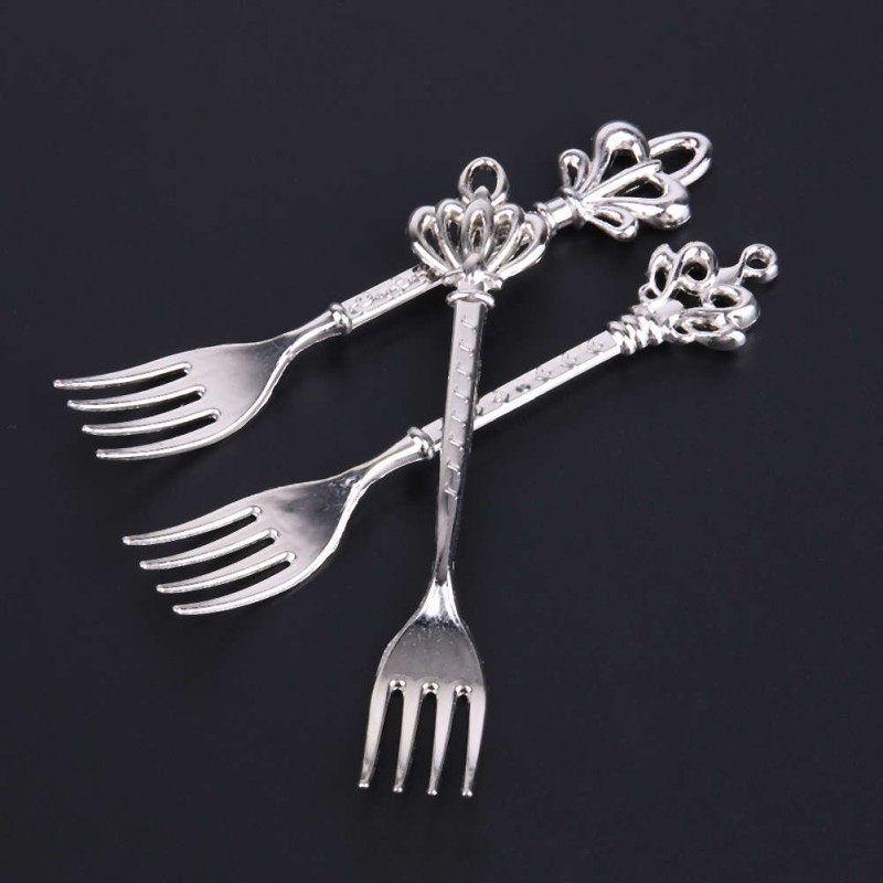 3pcs Kitchen Dining Bar Classic Vintage Fruit Fork Little Fruit Cake Forks