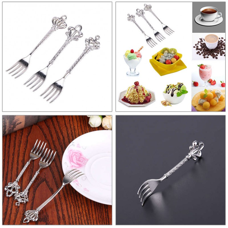 3pcs Kitchen Dining Bar Classic Vintage Fruit Fork Little Fruit Cake Forks