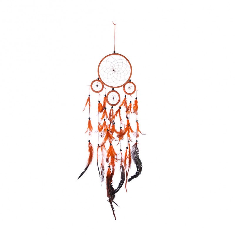 Five-rings Orange Dream Catcher Wall Hanging Home Car Decor Craft