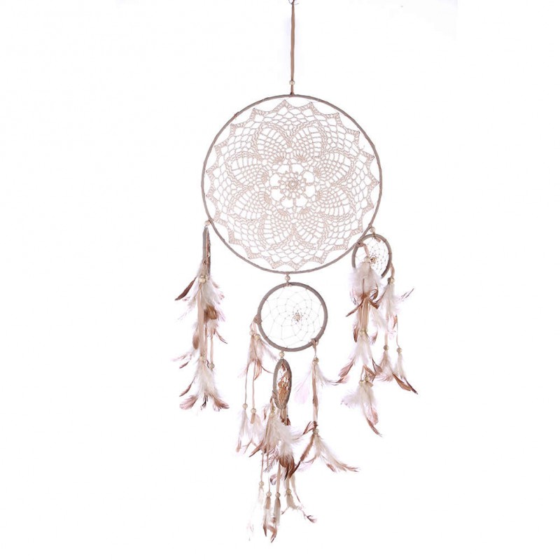 Five-rings Feather Flowers Dream Catcher Wall Hanging Home Car Decor Craft