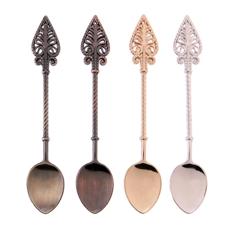 4pcs Vintage Royal Style Zinc Alloy Tea Coffee Ice Cream Dessert Spoon