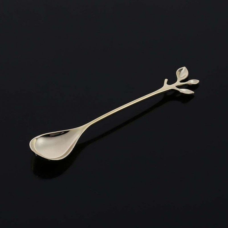 Leaf Shape Gold Silver Coffee Spoon Fork Kitchen Dining Room Bar Cutlery