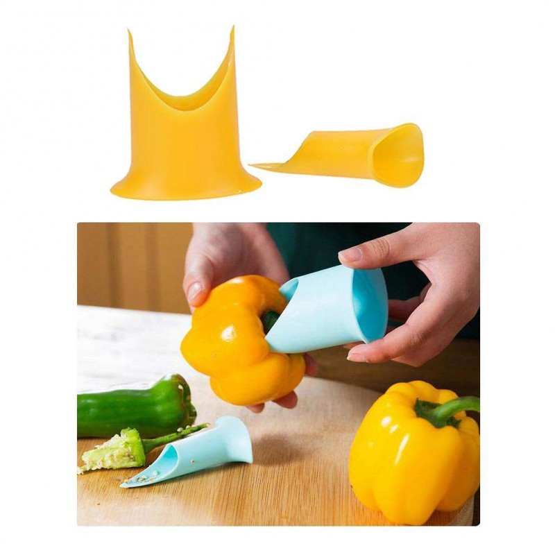 2pcs Pepper Chili Tomato Cutter Corer Slicer Fruit Stem Huller Remover Tool