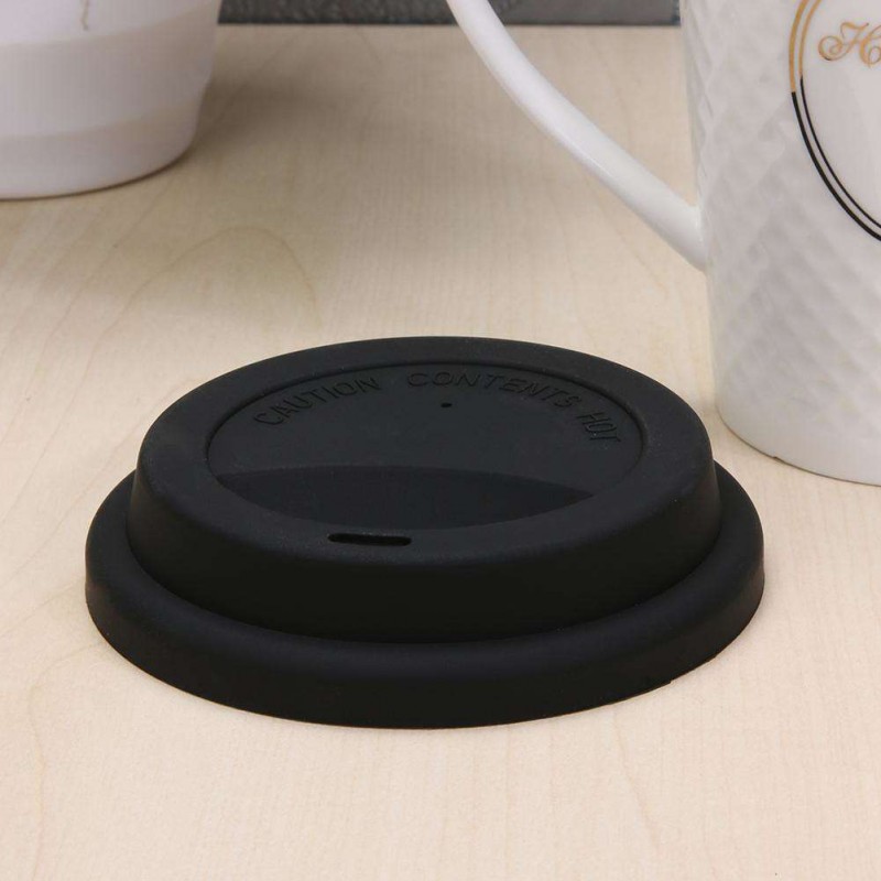 Silicone Insulation Anti-Dust Cup Cover Tea Coffee Sealing Lid Cap(Black)