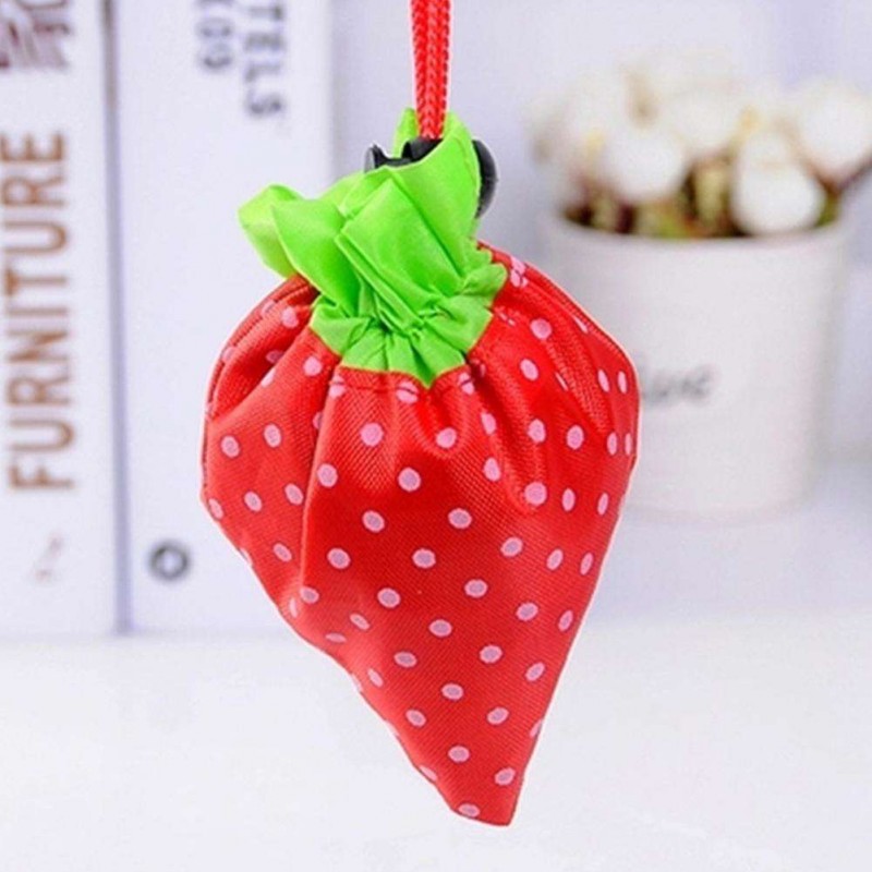 Strawberry Green Shopping Bag Portable Folding Bags Kitchen Storage Tools