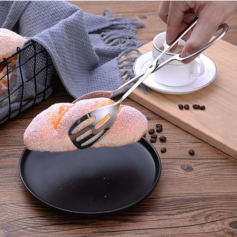 Bread Clip Scissors Shape Food Salad BBQ Tongs Kitchen Tool