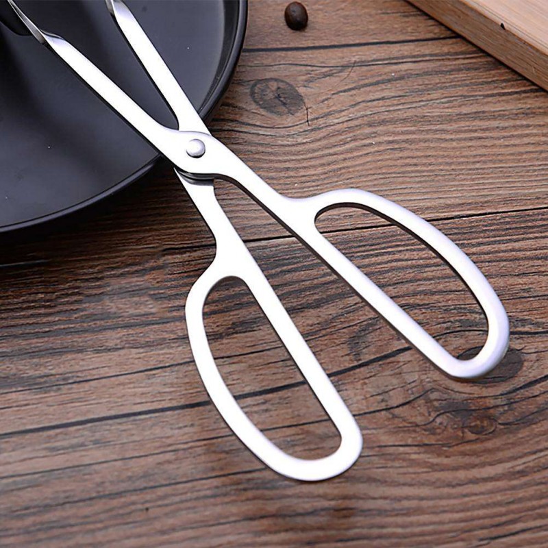 Bread Clip Scissors Shape Food Salad BBQ Tongs Kitchen Tool